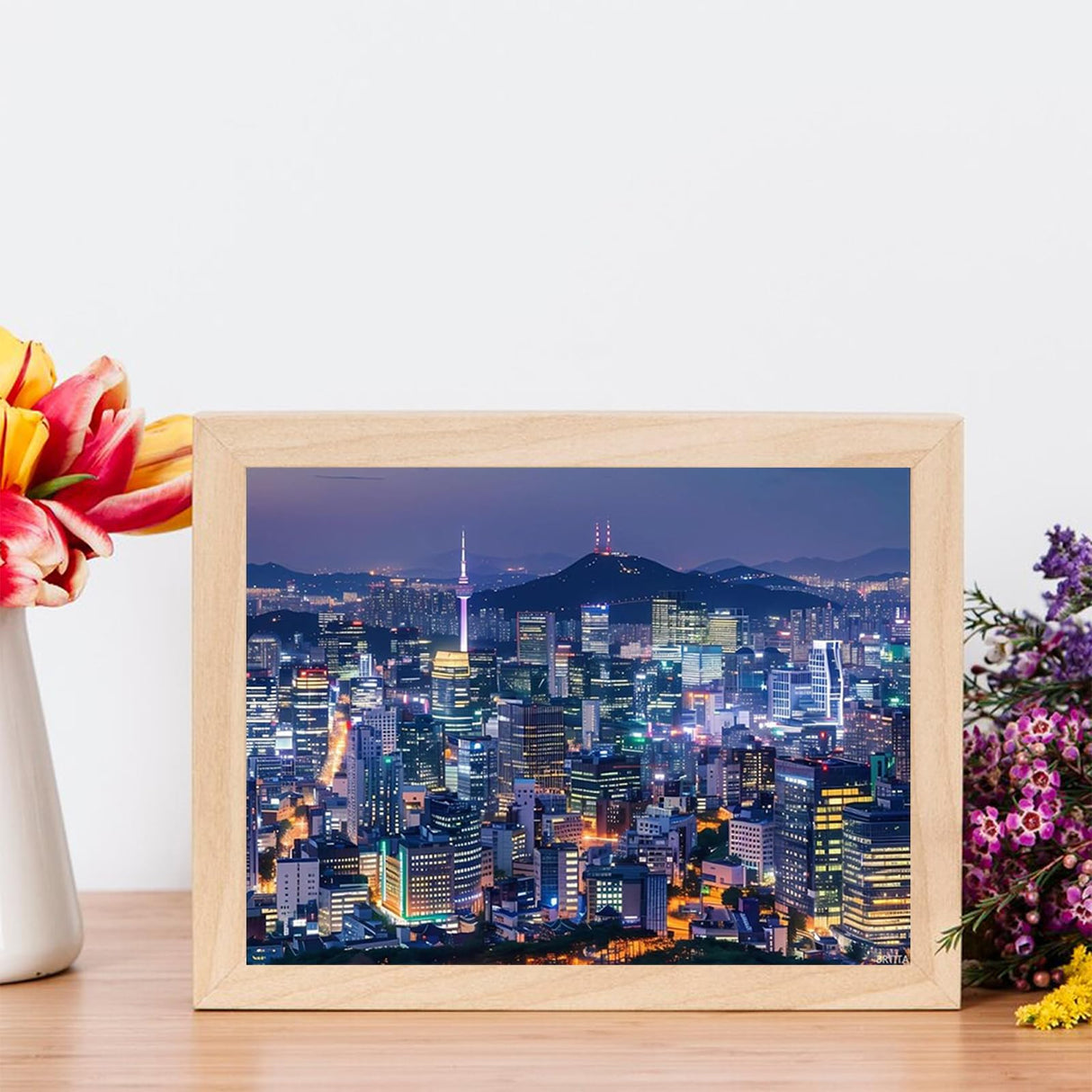BRTITA Seoul South Korea Skyline Glossy Night View Diamond Painting Kits for Adults Full Round Drill Diamond Art Picture for Wall Home Decor 12x16in / 30x40cm BRTITA