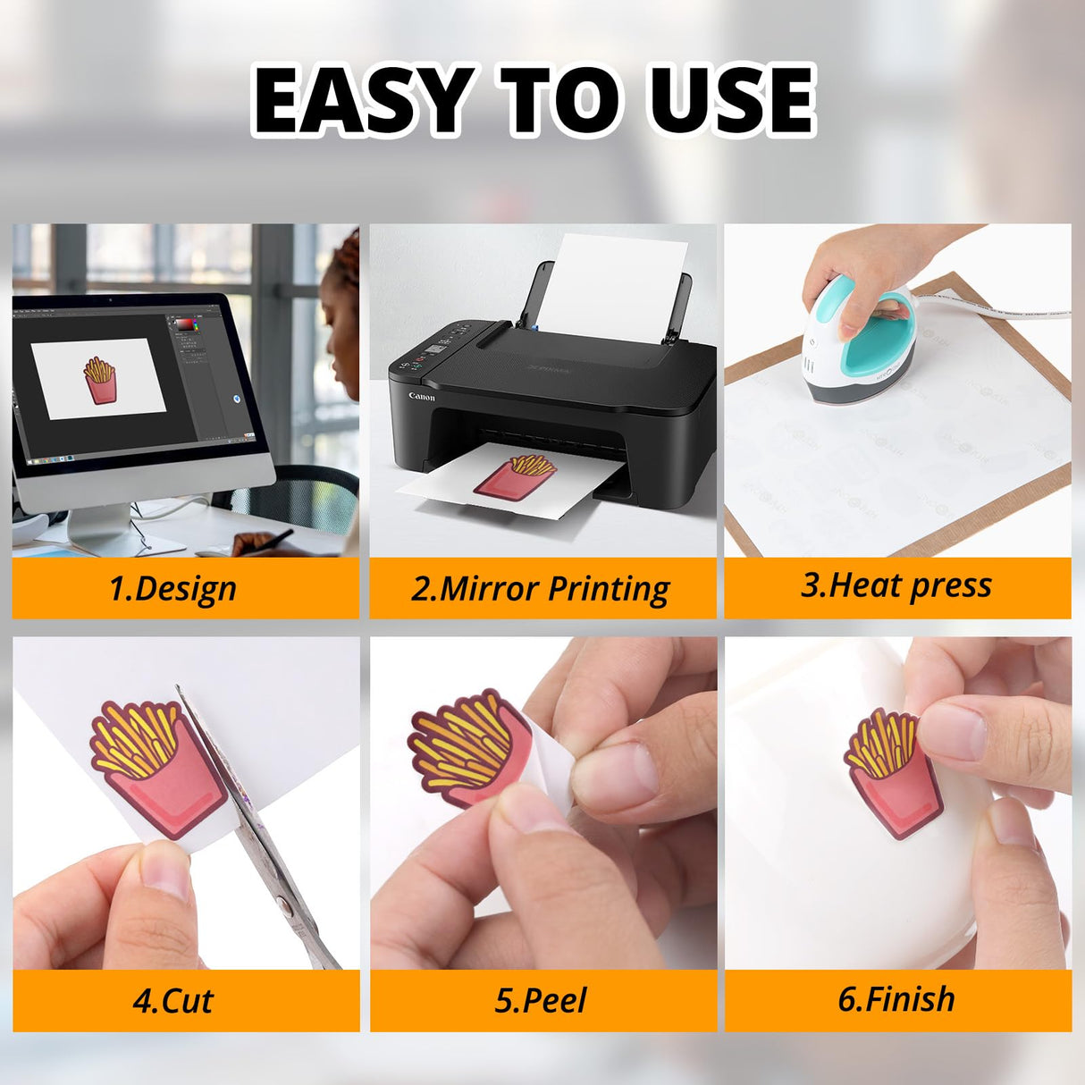 HTVRONT Sublimation Sticker Paper - 50 Pcs Glossy White Waterproof Sublimation Stickers 8.5 * 11in for Decoration HTVRONT