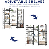 NUMENN Triple Wide 5 Tier Bookshelf, Rustic Industrial Style Bookcases and Bookshelves with 14 Open Display Shelves, Modern Tall Bookcase Furniture for Bedroom, Living Room and Home Office, Black NUMENN