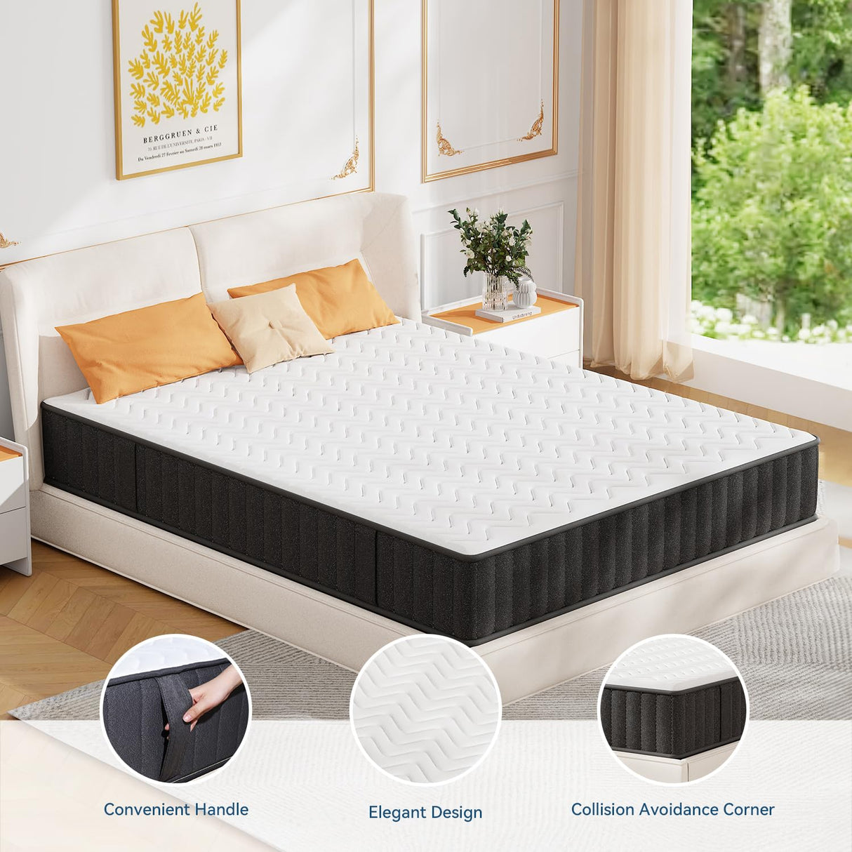 pengucool 12 Inch Mattress Twin, Memory Foam Mattress in a Box, Cooling Charcoal Medium Firm Mattresses for Back Pain Relief, CertiPUR-US, Fiberglass Free & Support Comfort pengucool