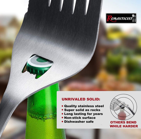 ROMANTICIST 4pc Heavy Duty Grill Accessories for Top Chef - Professional Grill Tools Set & Basic BBQ Tools for Backyard Restaurant Outdoor Kitchen - Deluxe Grill Gift for Dad on Father’s Day Birthday ROMANTICIST