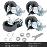 WHARSTM Caster Wheels, 3" Locking Swivel Stem Casters Set with Brake of 4, 3/8"-16 x 1" (Screw Diameter 3/8", Length 1")Rubber Casters with 360 Degree No Noise Wheels WHARSTM