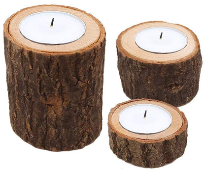 LOGANUSJ Tea Light Candle Holders, Personalized Wooden Votive Tealight Holder for Wedding Centerpieces for Table, Rustic Wedding Party Birthday Holiday Home Decoration (Set of 3) - WoodArtSupply