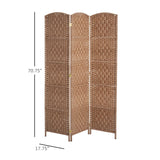 HOMCOM Room Divider, 3 Panel Folding Privacy Screen, 6FT Tall Portable Wicker Weave Partition Wall Divider for Bedroom, Home Office, Natural HOMCOM