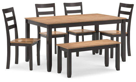 Signature Design by Ashley Gesthaven Casual Dining Table with 4 Chairs and Bench, Set of 6, Light Brown & Dark Brown Signature Design by Ashley