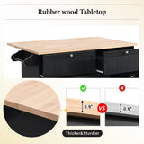 Bellemave 3 Piece Kitchen Bar Table Set Kitchen Island Set with 2 Stools and Drop Leaf, Island Table Set with Seating, Storage Cabinet, Drawers and Towel Rack (Black) Bellemave