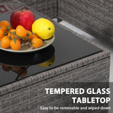 JOIVI Outdoor Patio Furniture Set, Small Sectional Conversation Set, All-Weather Wicker Furniture Sofa Set, L-Shaped Outdoor Patio Seating with Cushions, Tempered Glass Coffee Table, Navy Blue JOIVI