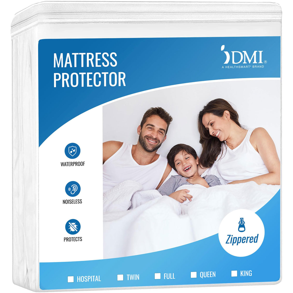 DMI Waterproof Mattress Protector and Mattress Cover, Encased Zippered Fit, Full, Packaging may vary DMI