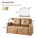 Maupvit Brown Leather Couch with Storage, Modern Comfy Loveseat Sofa with Charging Ports, Side Pockets, Solid Wooden Frame for Office, Living Room and Bedroom, 2 Seater Maupvit