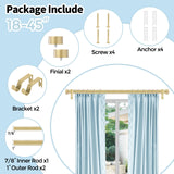 VOIIY Gold Curtain Rods for Windows 18 to 45 Inch(1.5-3.75 Feet),1" Diameter Drapery Rods with Modern Style End Cap Finials,Size:18-45 Inch VOIIY