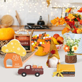 7 pcs Thanksgiving Tiered Tray Fall Decor Set, Gnome Truck Thanksgiving Wood Plaque Wooden Bead String Decorations, Fall Decorations for Home Kitchen Fireplace Farmhouse Office Fall Decoration Fiarbrty