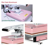 16x24 Semi-Automatic Heat Press Machine with Auto Open and Slide-Out Base (Pink+White, 13'' x 18'' (33 x 45cm)) ZJBFXY88
