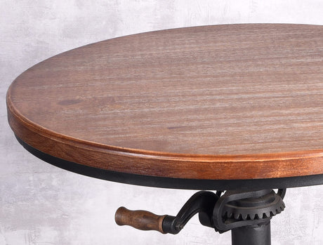 Topower Adjustable Height Industrial Pub Table with Round Wooden Top - Black Topower