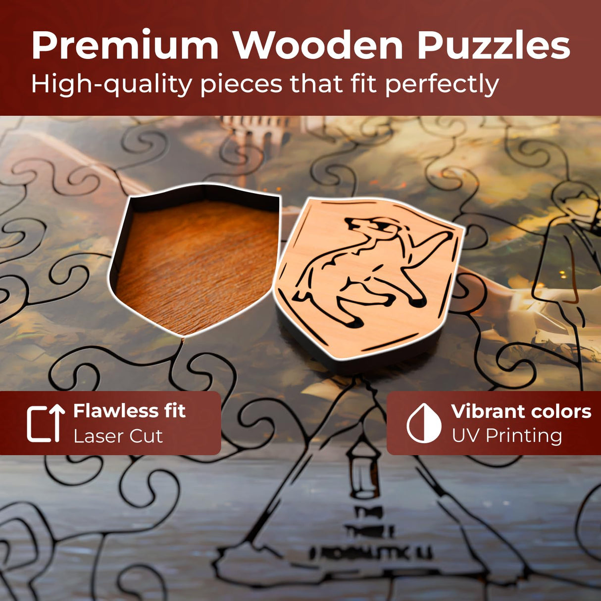 Crafthub Harry Potter Wooden Puzzles for Adults – A3 Size with 158 Pieces Wood Puzzles – Hogwarts Castle – Jigsaw Puzzles with Unique Shapes – 10.8" x 12.5" CRAFTHUB
