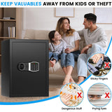 3.5 Cub Large Home Safe Fireproof Waterproof, Digital Fire proof Safe Box With Fireproof Bag, Combination Lock and Alarm Systerm, Anti-theft Safes for Home Files Ammo Pockrif
