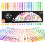 Shuttle Art Pastel Gel Pens, 24 Pastel Milky Colors Gel Pen for Black Paper, Adults Coloring Books Drawing Doodling Crafts Scrapbooking Journaling Shuttle Art