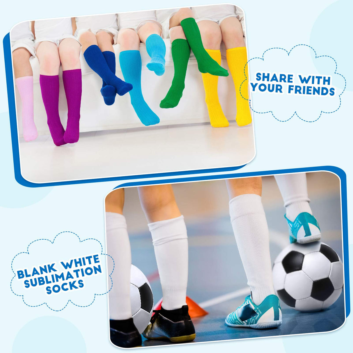 Geyoga 6 Pairs Blank White Sublimation Socks Sublimation Printable Athletic Youth Socks for Men Women Halloween Christmas Thanksgiving Personalized DIY Socks Geyoga