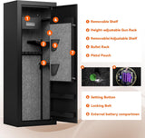 KAER 25 Biometric Gun Safe for Rifles and Pistols, Large Gun Cabinet for Home Rifle, Quick Access Gun Safe with Fingerprint, Rifle Safe with Removable Shelf and Pistol Pocket [No Assembly Required] KAER