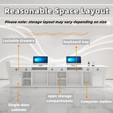 Reception Desk - Modern Front Desk with Retail Counter, Checkout Counter, Features Hidden LED Lighting, Ample Storage Space, Solid Wood Construction, No Assembly Required (White & Gray, 76") ZGNBSD