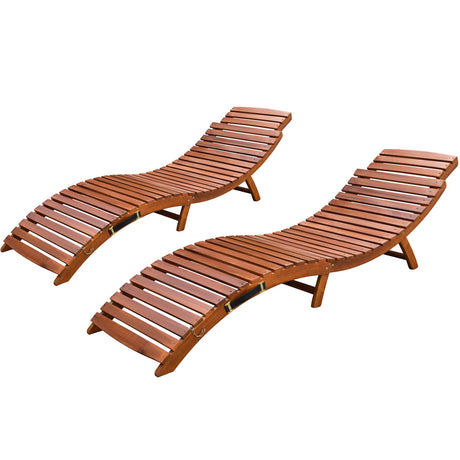 Devoko Patio Chaise Pool Lounge Outdoor Folding Wooden Lounge Chair for Outside Waterproof Lounge Chair (2 Piece) Devoko
