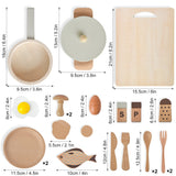 Atoylink Play Kitchen Accessories Wooden Toys Pots and Pans for Kids 23Pcs Montessori Kitchen Pretend Play Food Cooking Set for Toddler Boys Girls Age 2 3 4 5 Birthday Gifts Atoylink