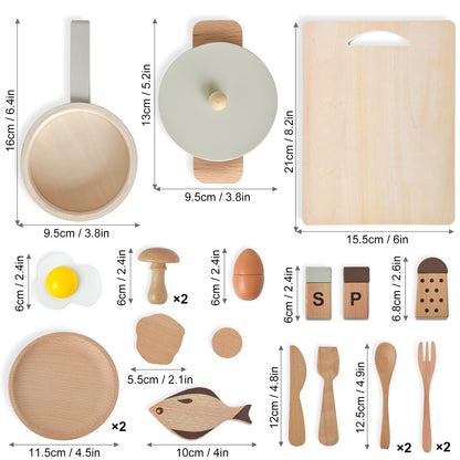 Atoylink Play Kitchen Accessories Wooden Toys Pots and Pans for Kids 23Pcs Montessori Kitchen Pretend Play Food Cooking Set for Toddler Boys Girls Age 2 3 4 5 Birthday Gifts - WoodArtSupply