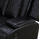 JBXBER Power Recliner Sectional Sofa Set for Living Room, Leather Recliner Sofa Sets, L-Shaped Corner Sectional Couch Sets with LED Lights, Console Storage(Sectional,Black) JBXBER