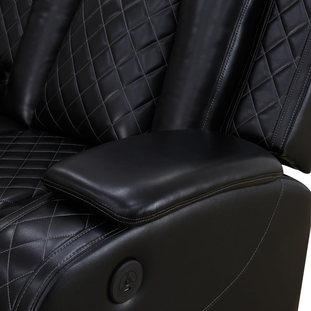 JBXBER Power Recliner Sectional Sofa Set, Black Leather Sectional Couch for Living Room, L Shape Reclining Sofa with Led Lights, Cup Holder, Pull-Down Table for Home/Office(6 Seat) JBXBER