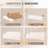 Homall 87” Boneless Sofa Couch with 2 Pillows Extra Deep Seats, Corduroy Fabric 3 Seater with Cup Holder & Storage Pocket Upholstered Floor Easy Installation (White, 3 Seater) Homall