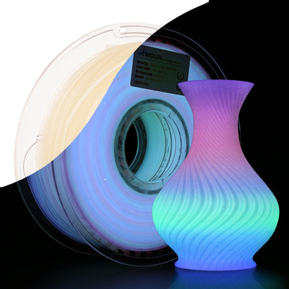 AMOLEN 3D Printer Filament, Glow in The Dark Filament Multicolor Rainbow PLA Filament, Blue, Green, Pink, Purple, Gradient 3D Filament Color Change in 10m, Dimensional Accuracy +/- 0.02 mm, 1 - WoodArtSupply