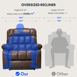 FLEXISPOT XL51 Dual OKIN Motor Power Lift Recliner Chair for Elderly, Lay Flat Sleeper Recliner with Massage & Heat, USB Ports, Faux Leather Reclining Sofa for Living Room Bedroom(Extra Large, Brown) FLEXISPOT