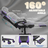 Vonesse Gaming Chair for Adults,Computer Chair with High Back,Big and Tall Gaming Chairs with Footrest and Massage,Reclining Gamer Chair(Purple/Black) Vonesse