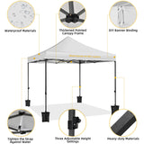 DWVO 10x10 Pop Up Heavy Duty Canopy Tent with 4 Removable Sidewall, 4 Ropes, 8 Stakes, 2 Blank Banners, 4 Sandbags & 1 Carry Bag with Wheel, Garden Gazebo Tent, Party, Exhibition, Commerce, White DWVO
