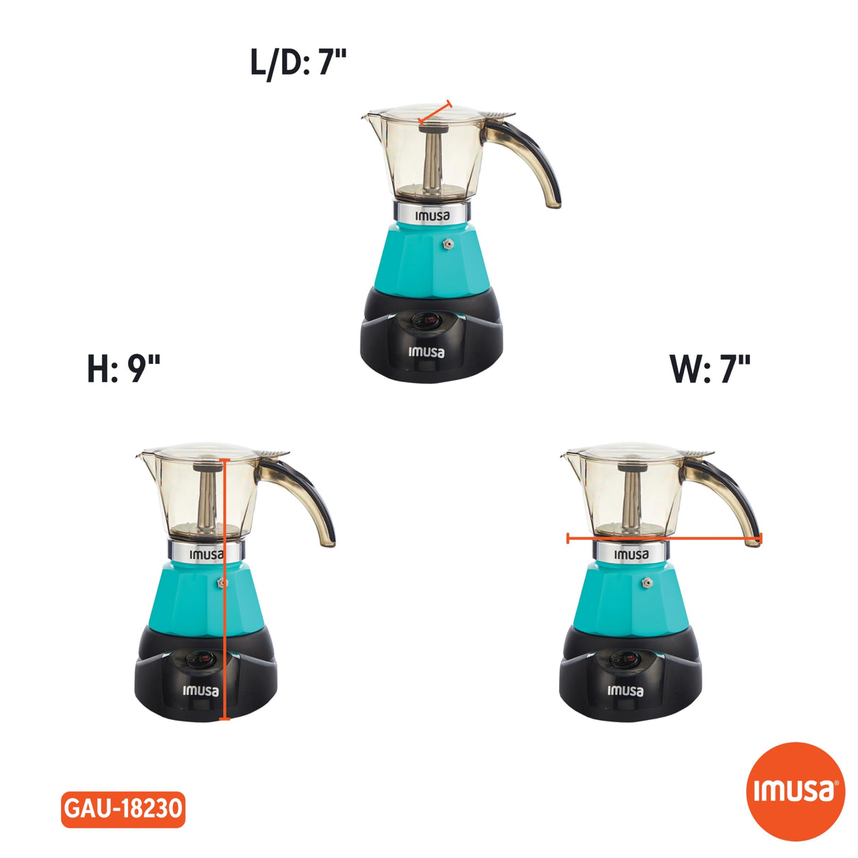 Imusa 3 or 2cup Electric Espresso Maker, Teal Imusa