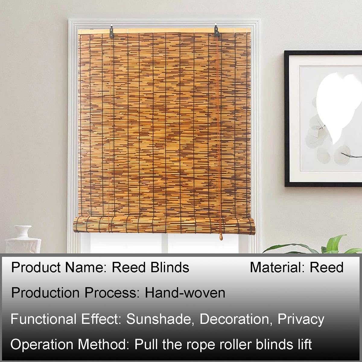 DISPRA Bamboo Roll-Up Outdoor Blind – Natural Sun Shade for Balconies, Patios, and Windows - WoodArtSupply