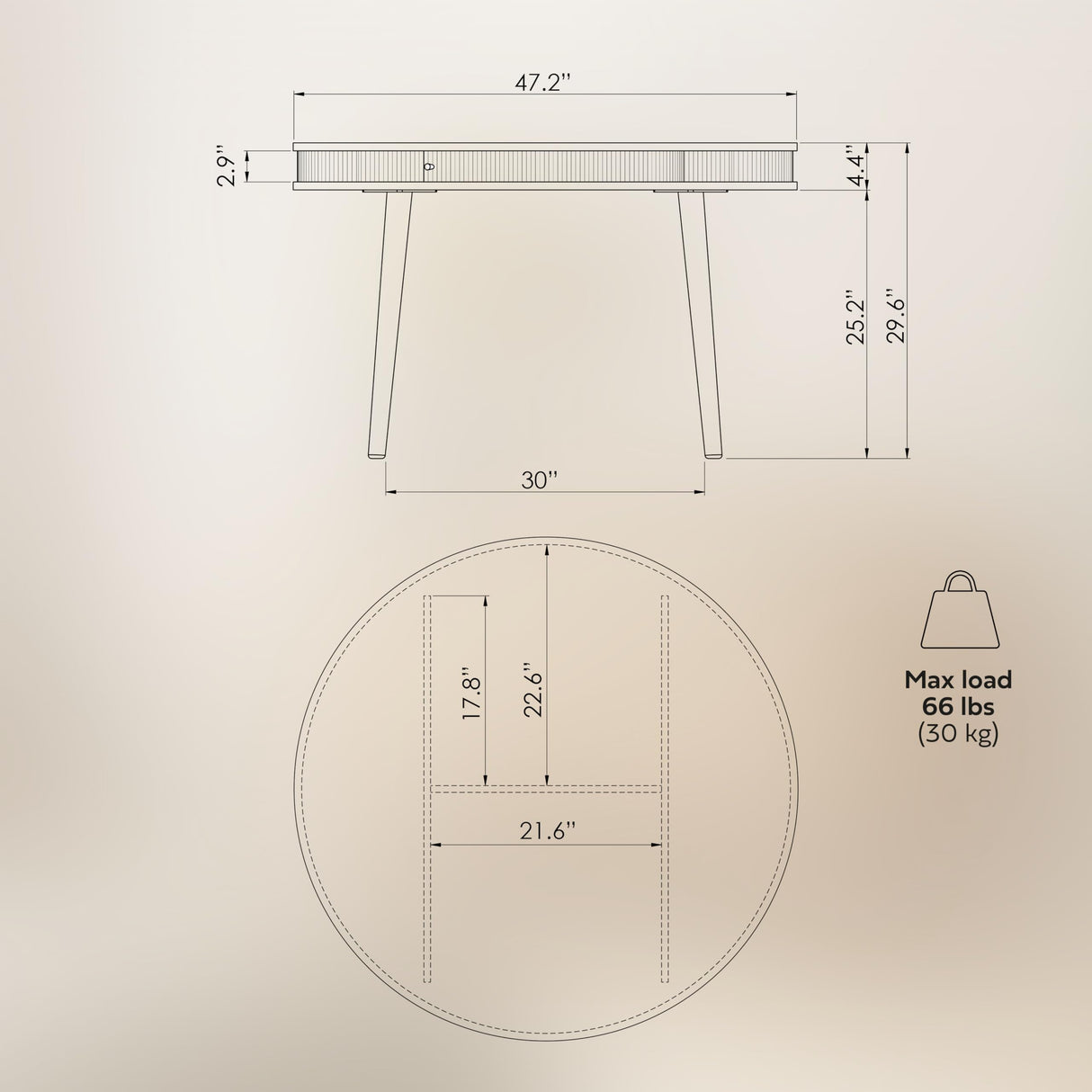 WERMO 47'' Round Dining Table for 4 People - Pre Assembled Round Kitchen Table with 2 Hidden Storages. Modern Dining Table, Round Wood Dining Table, Circle Dining Table, Modern Round Table (Walnut) WERMO