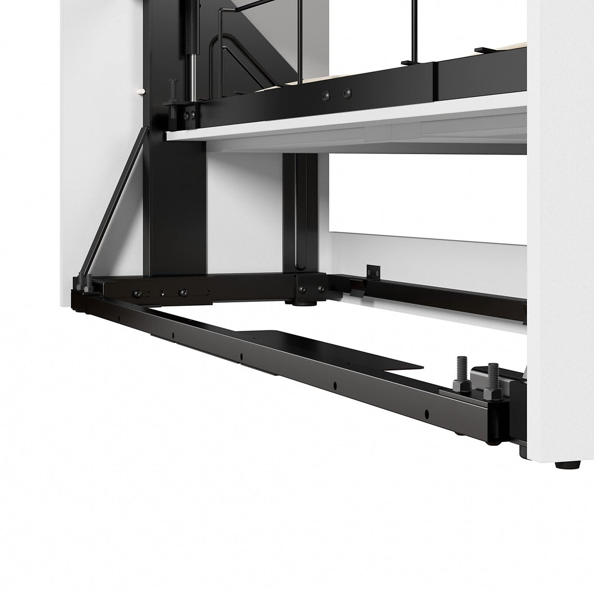 Bestar Pur Full Murphy Bed and 2 Shelving Units with Drawers, 109-inch Space-Saving Sleeping Arrangement in White Bestar