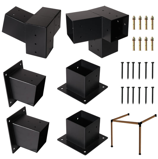 15° Slanted Pergola Brackets Kit for 4" x 4" Wood Pergola, Wall Mount Roof Pergola Bracket Kit, for Gazebo, Pergolas, Wood Stand Sheds, Metal Gazebo Kits - with Screws