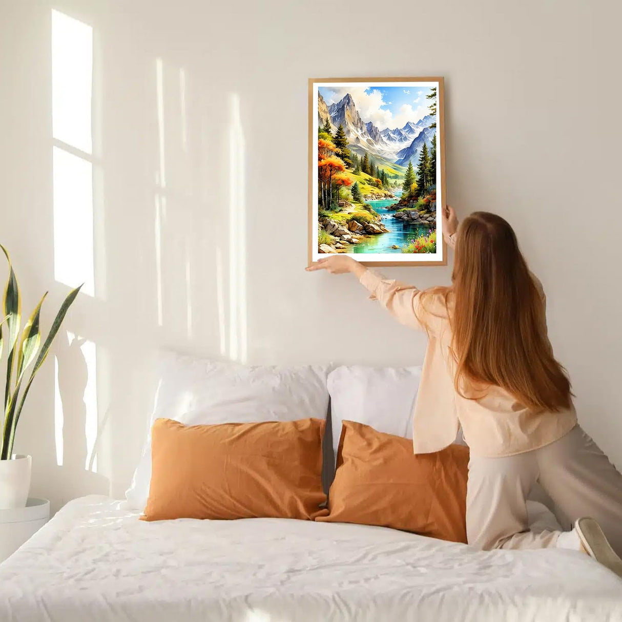 GDYEEH DIY Snowy Mountain 5D Diamond Art Kits, Round Full Drill Sparkling River Stream Diamond Painting Picture, Forest Painting by Numbers Art Kits for Adults Beginners Home Wall Decor 12x16 inch GDYEEH