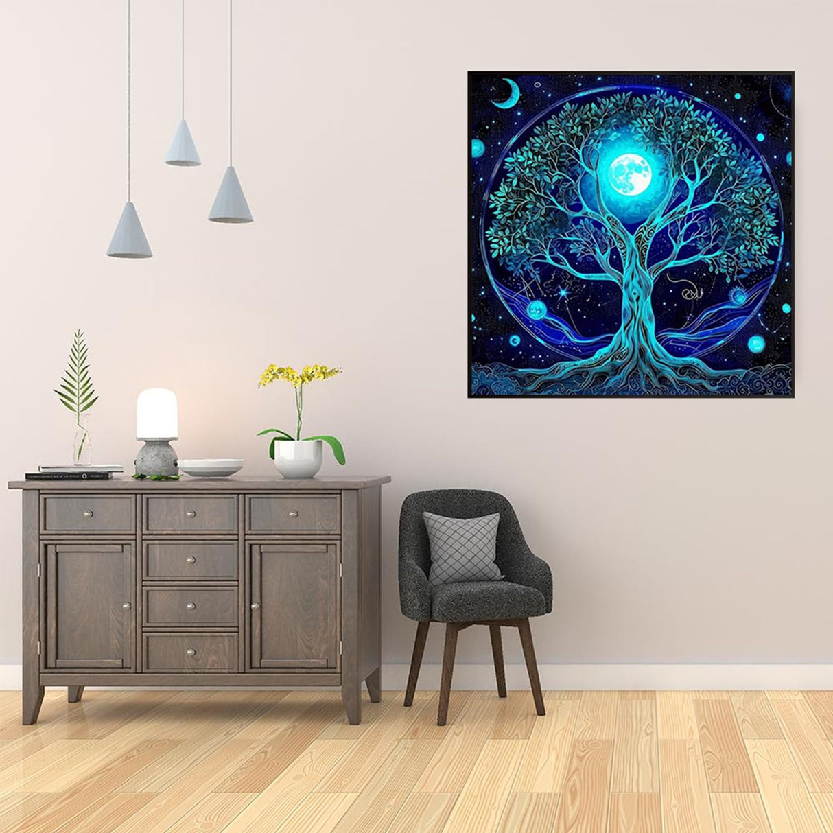 YQFCZDQ Tree of Life Diamond Art Kits for Adults,DIY Blue Moon&Star 5D Diamond Painting Kits Round Diamond Dots for Beginners,Full Drill Paint with Diamonds Pictures Gem Art Home Decor 13.78X13.78in YQFCZDQ