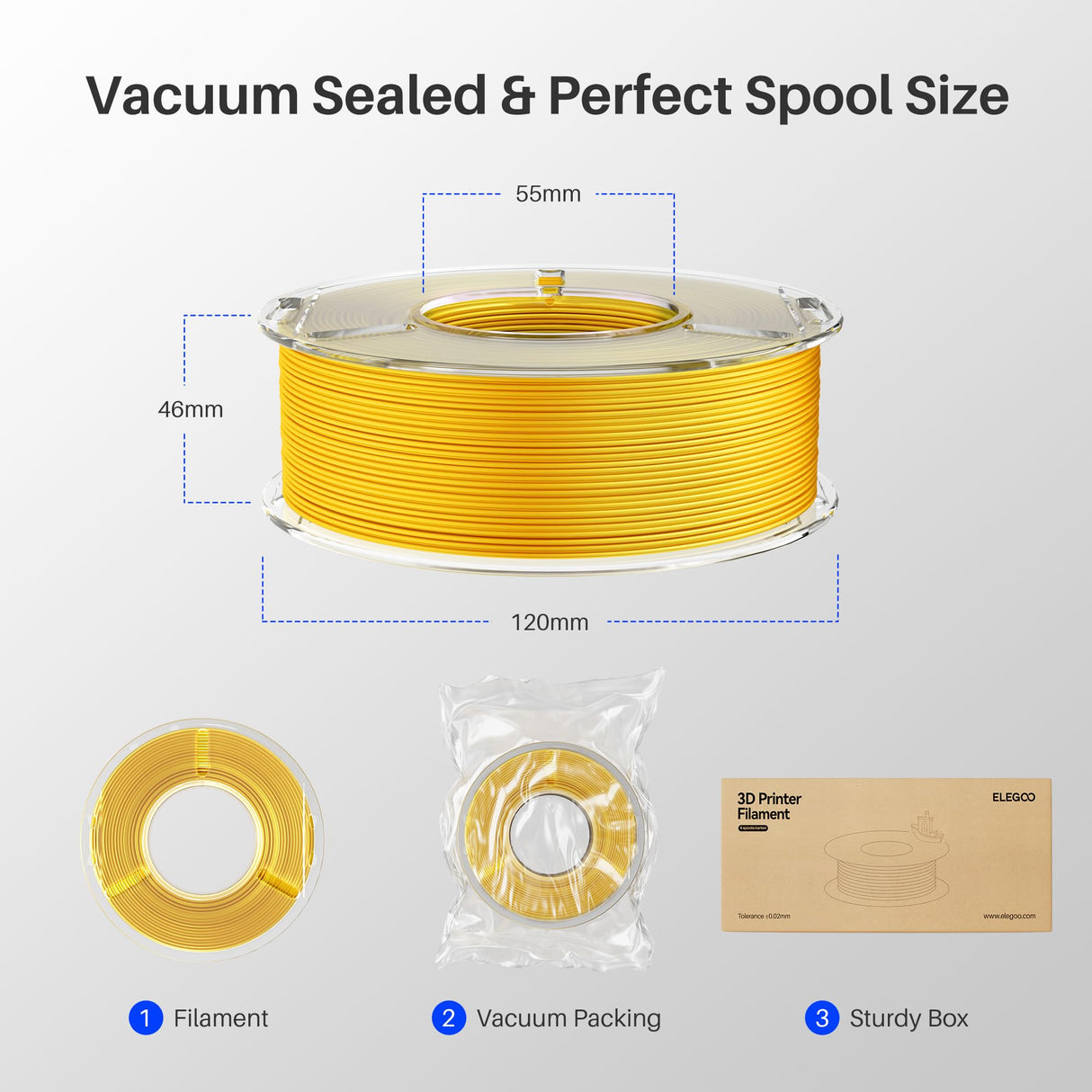 ELEGOO 250g Silk PLA Filament Bundle 1.75mm, 4 Colors 3D Printer Filaments Dimensional Accuracy +/- 0.02mm, 4 Pack 250g Spool, Silk Gold/Silk Silver/Silk Bronze/Galaxy Black ELEGOO