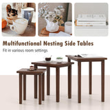 Giantex Nesting Tables Set of 3, Farmhouse Stacking Side Tables with Rubber Legs, Wooden Rectangle Accent End Tables, Nesting Coffee Tables for Living Room Bedroom, Walnut Giantex