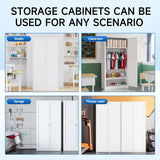 Metal Wardrobe Closet with Doors, 72" Tall Almirah for Clothes with Hanging Rod and Adjustable Shelve, Armoire for Home, School, Employee, Gym (White, Without Drawers) heycode