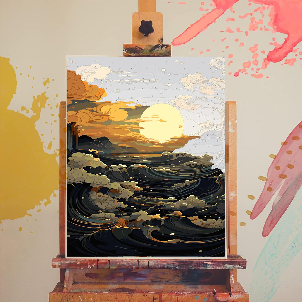 xackcme Ocean Wave Paint by Numbers for Adults - Landscapes Paint by Number on Canvas Without Frame, DIY Scenery Oil Painting for Gift Home Wall Decor (16x20 inch) xackcme