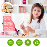 Ehome Wooden Makeup Toy Set, Wooden Salon Toys Toddler Pretend Makeup Kit for Little Girls Princess Gift Wood Play Make Up Beauty Set Toys for Girls Age 3 - 9 Birthday Christmas Ehome