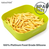 NEWITEE Air Fryer Silicone Liners 5 Qt For Ninja* AF141/AF181/COSORI*, 2 Pack BPA Free Platinum Air Fryer Basket Liners, Square Ninja Large Reusable Air Fryer Accessories Replacement for Parchment NEWITEE
