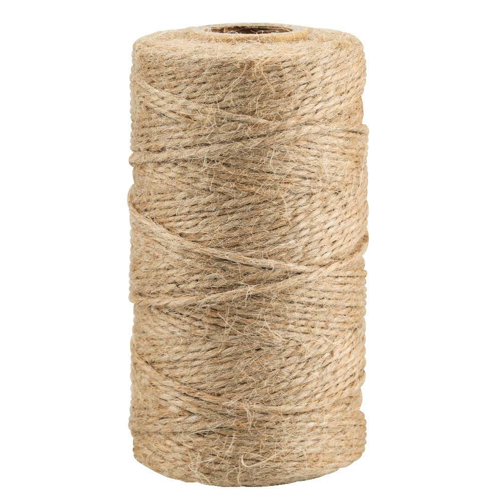 KINGLAKE Natural Jute Twine String 656 Feet 2mm Twine for Crafts Gift Wrapping Christmas Packing String for Arts Decoration, Wedding, Gardening KINGLAKE