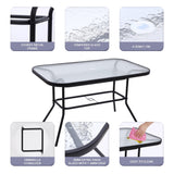 JOYTIO Folding Patio Dining Set, Garden Patio Furniture Set, 8-Piece Outdoor Dining Set with Tilted Removable Umbrella, 6 Folding Chairs, and 1 Rectangular Tempered Glass Table – Grey JOYTIO