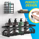 Coraje Shower Caddy, Shower Shelves [5-Pack], Adhesive Shower Organizer No Drilling, Large Capacity, Rustproof Bathroom Shower Organizer, Shower Shelf for Inside Shower (Black) Coraje
