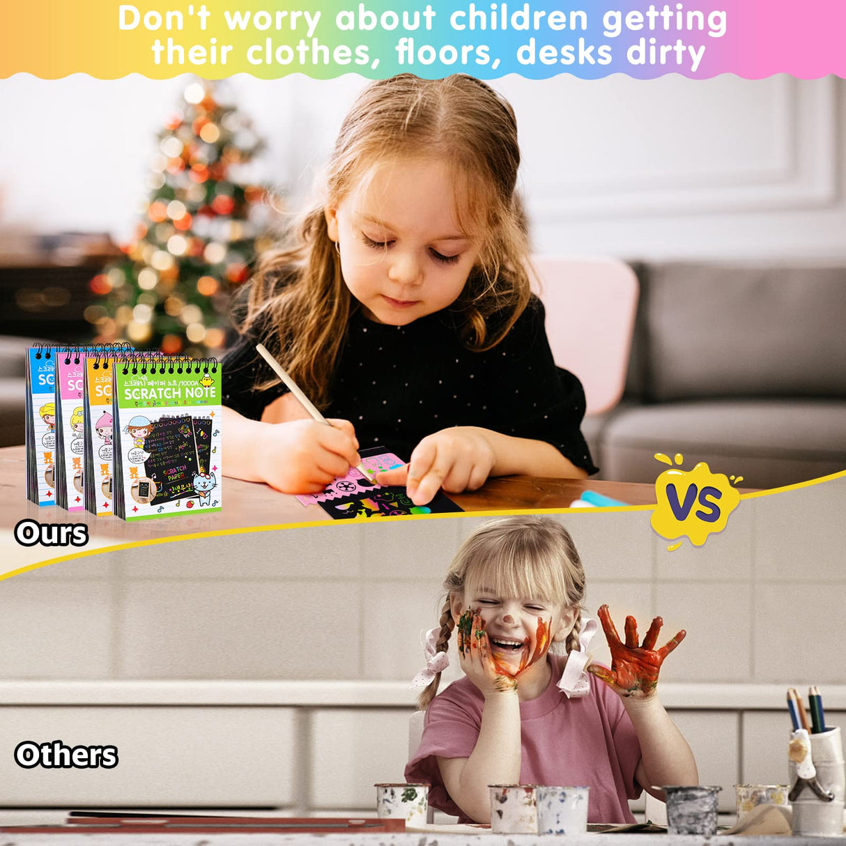 YSCare 24 Pack Scratch Arts and Crafts Notebooks, Rainbow Scratch Arts Paper, Stuffers Essentials Gifts for Kids Ages 4-8 Birthday Party Favors Stocking Stuffers YSCare